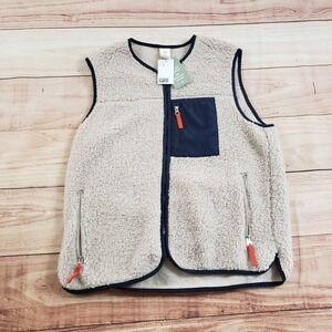 NEW H&M Vest Mens Medium Beige Sleeveless Outdoor Sweater Fleece Pile Adult